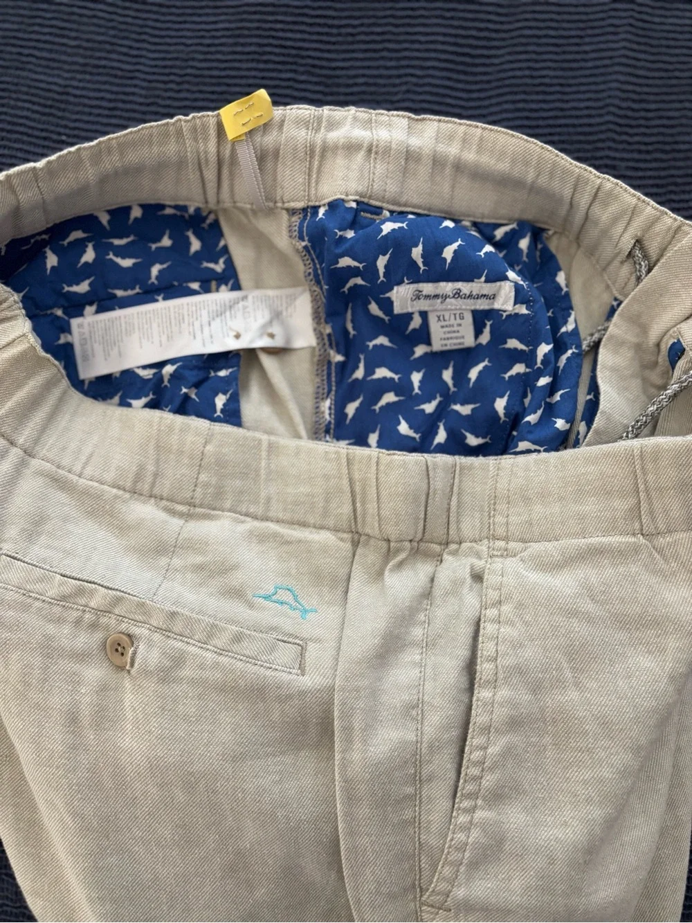 Tommy Bahama Men's Linen Blend Pants Beige Natural Relaxed Fit Stretch 61% Linen